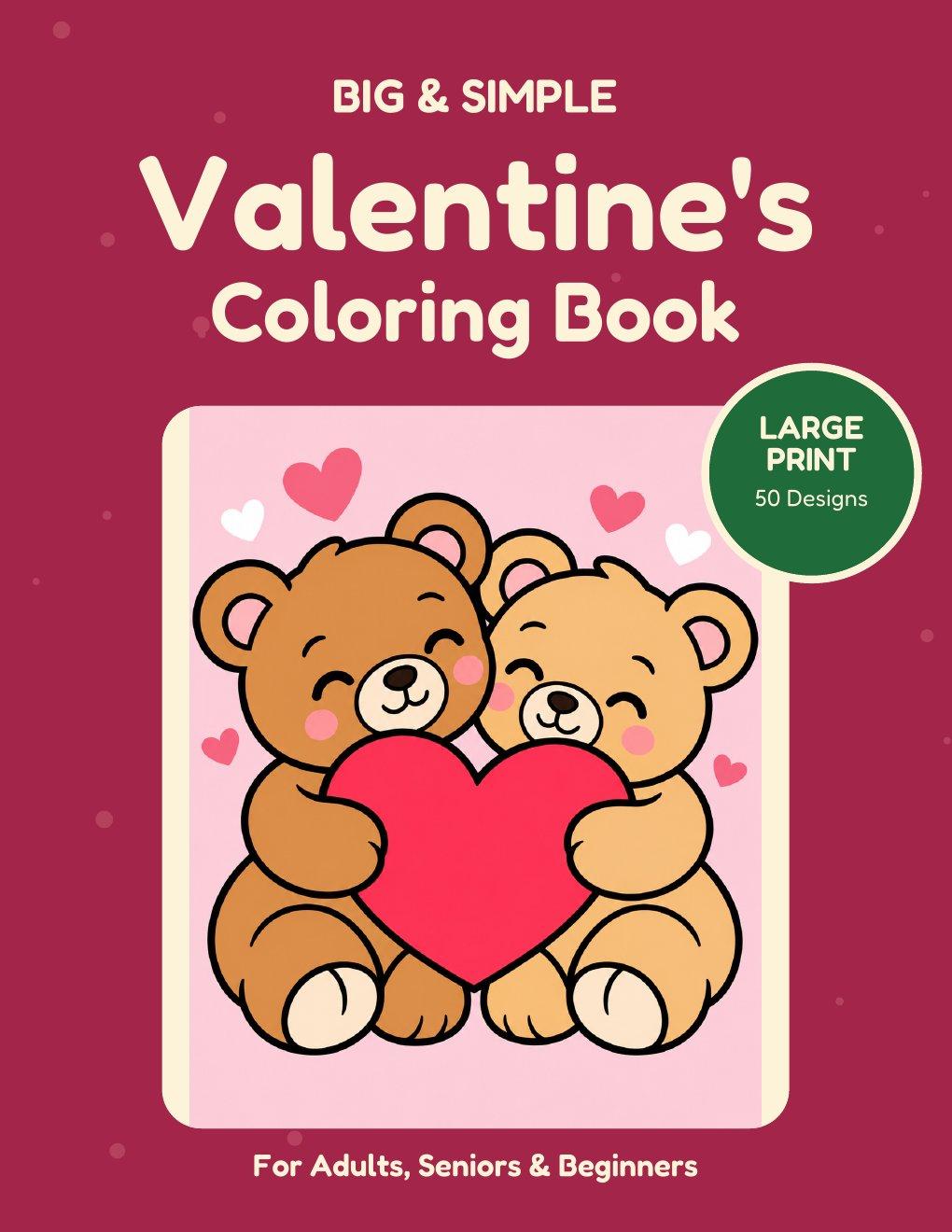 Big & Simple Valentine's Coloring Book cover